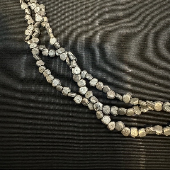 Indian Silver Tone Triple Strand Beaded Necklace - Picture 5 of 7